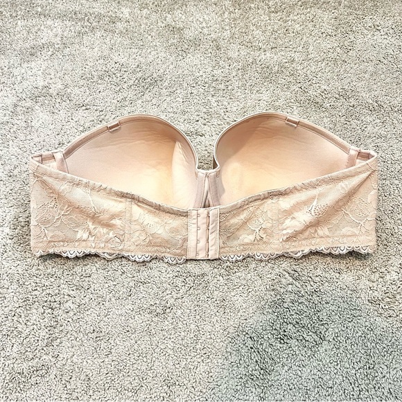 Torrid Bra Womens 48D Beige Nude Curve Lightly Lined Strapless Padded Lace - Picture 4 of 10